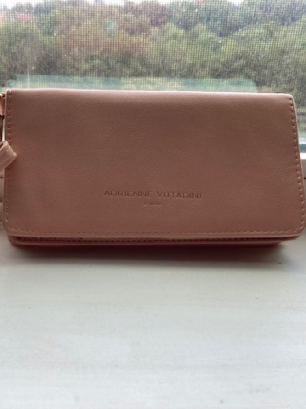 Adrienne Vittadini Studio Blush Pink Wrislet Wallet Tassel Zip Clutch